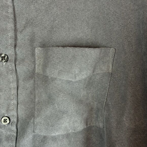 Van Heusen Gray Soft Suede Shirt Men XL 17-17.5 Polyester Long Sleeve Button Up - Picture 2 of 5